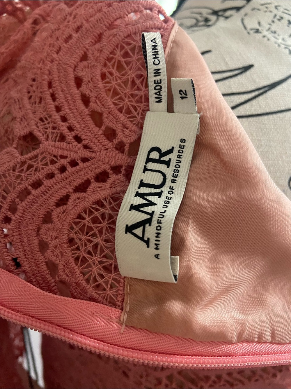 AMUR Dusty Rose Off-Shoulder Lace Midi Dress - Picture 2 of 5